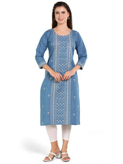 Denim Panel Sequence Embroidery Kurta