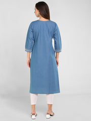 Denim Panel Sequence Embroidery Kurta