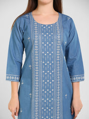 Denim Panel Sequence Embroidery Kurta