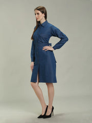Denim Solid One piece W Both Side Shirt Pocket with belt