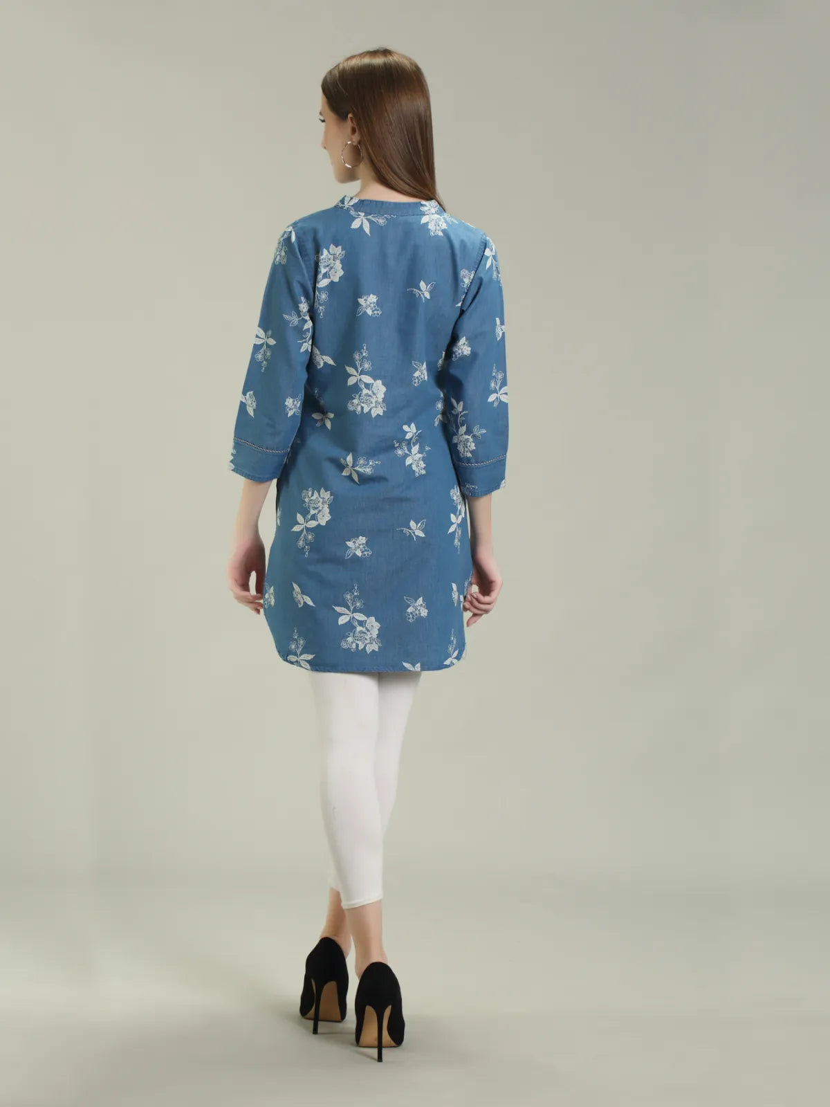 Denim Printed Apple Cut Kurti