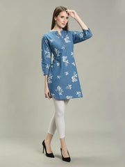 Denim Printed Apple Cut Kurti