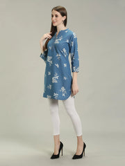 Denim Printed Apple Cut Kurti