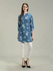 Denim Printed Apple Cut Kurti