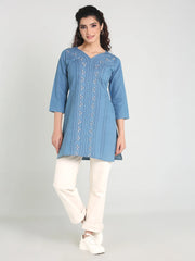 Denim Embroidered Kurti