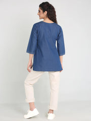 Denim Embroidered Kurti