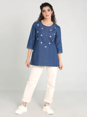 Denim Embroidered Kurti