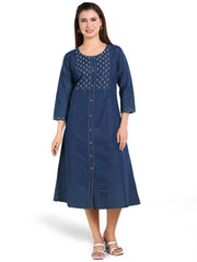 Denim Embroidered Dress