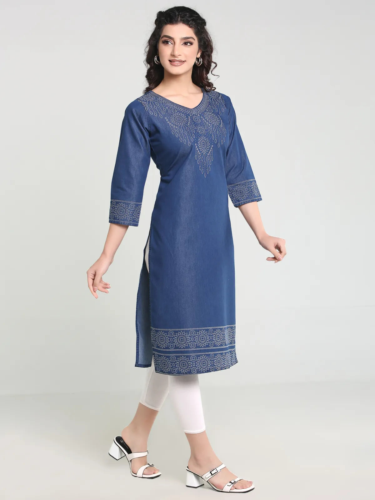 Denim Badhni Printed Kurta