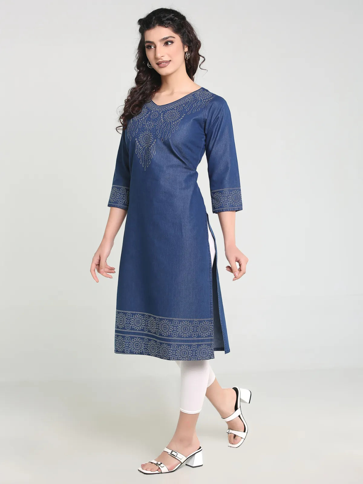 Denim Badhni Printed Kurta