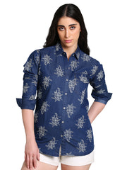 Denim Printed W One side Pocket Shirt