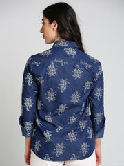 Denim Printed W One side Pocket Shirt