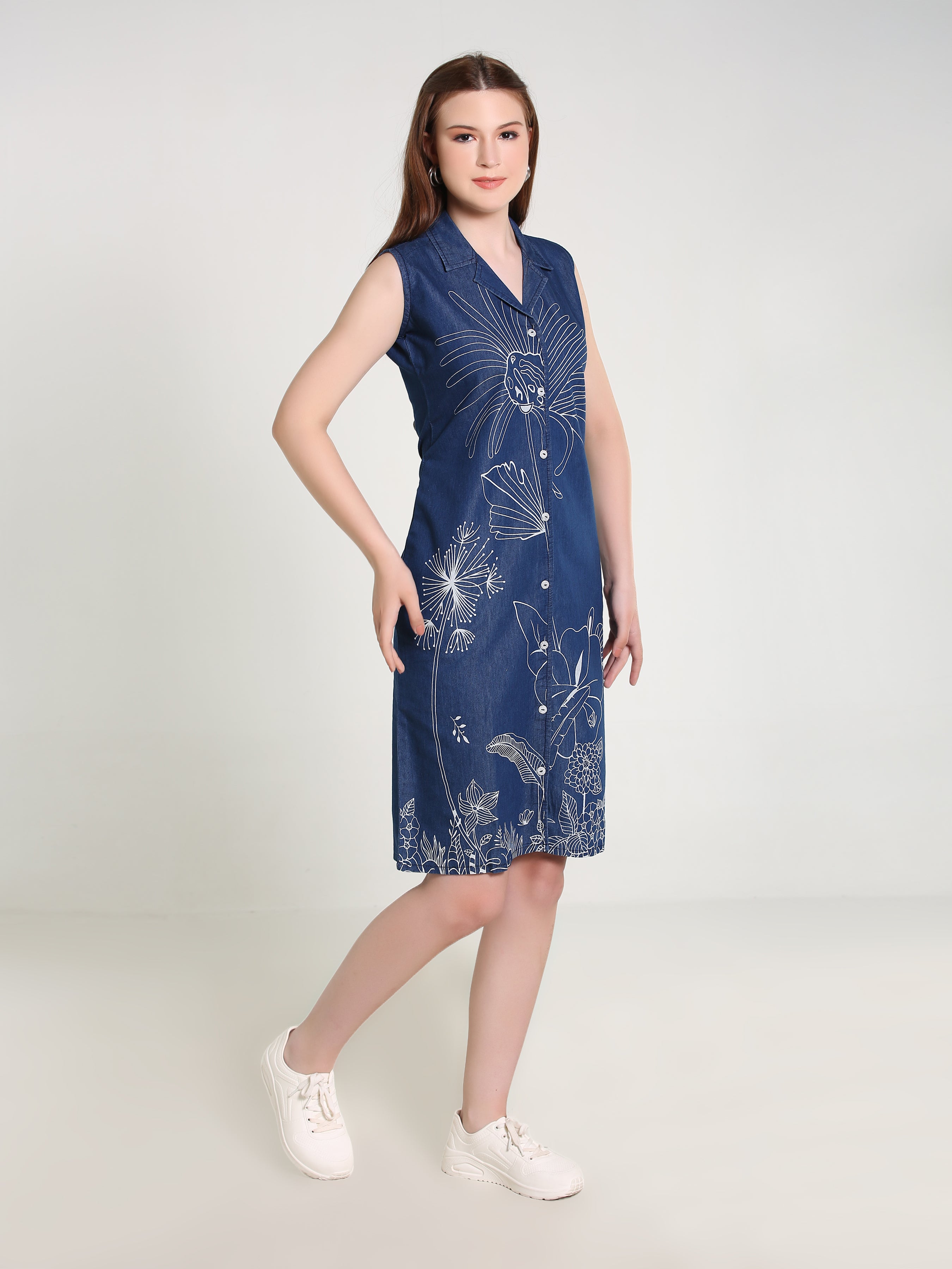 Denim Embroidered Kurti