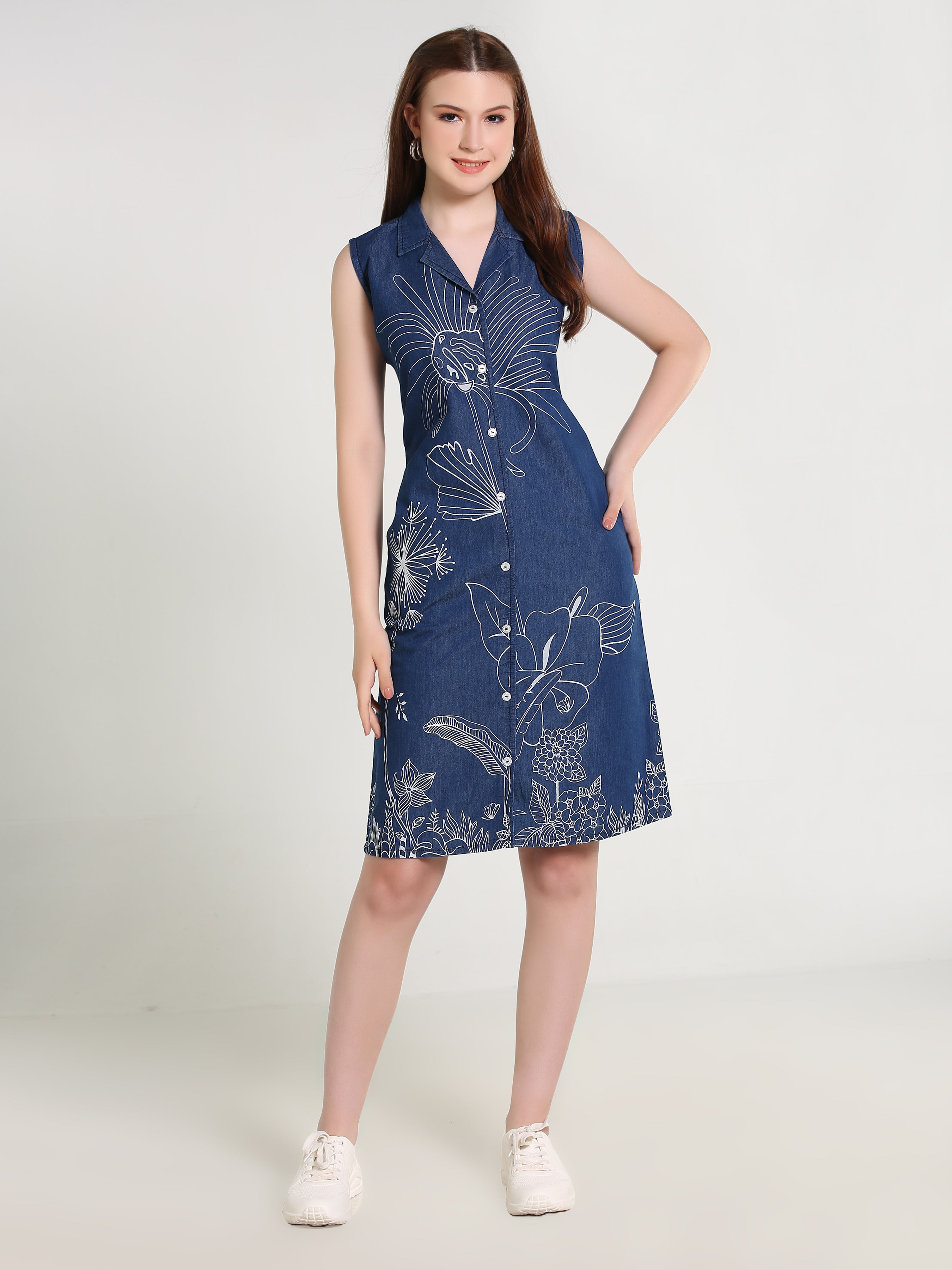 Denim Embroidered Kurti