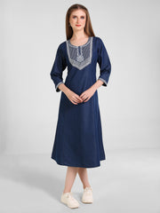 Denim Embroidered Tabla Dress
