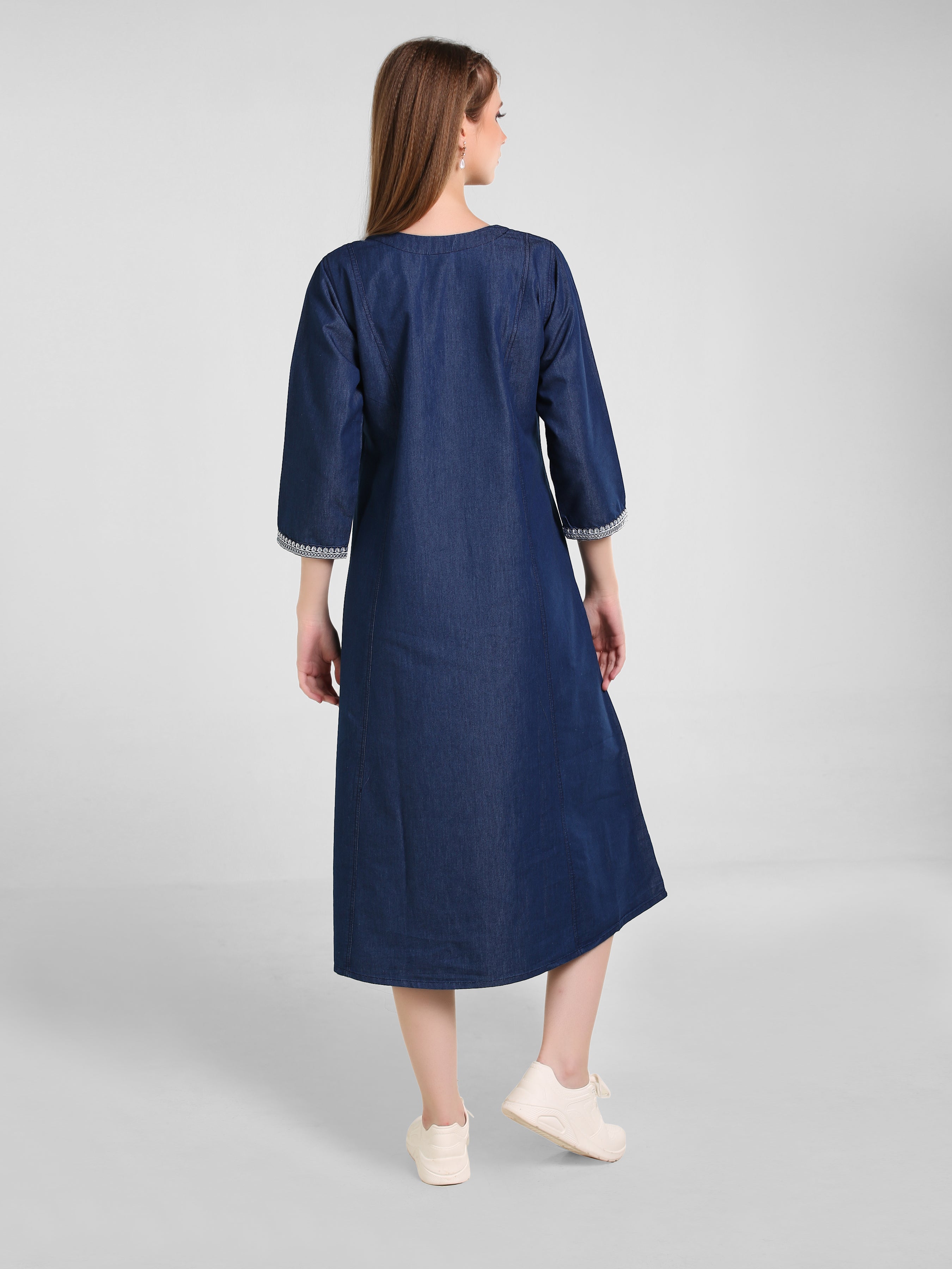 Denim Embroidered Tabla Dress