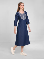 Denim Embroidered Tabla Dress