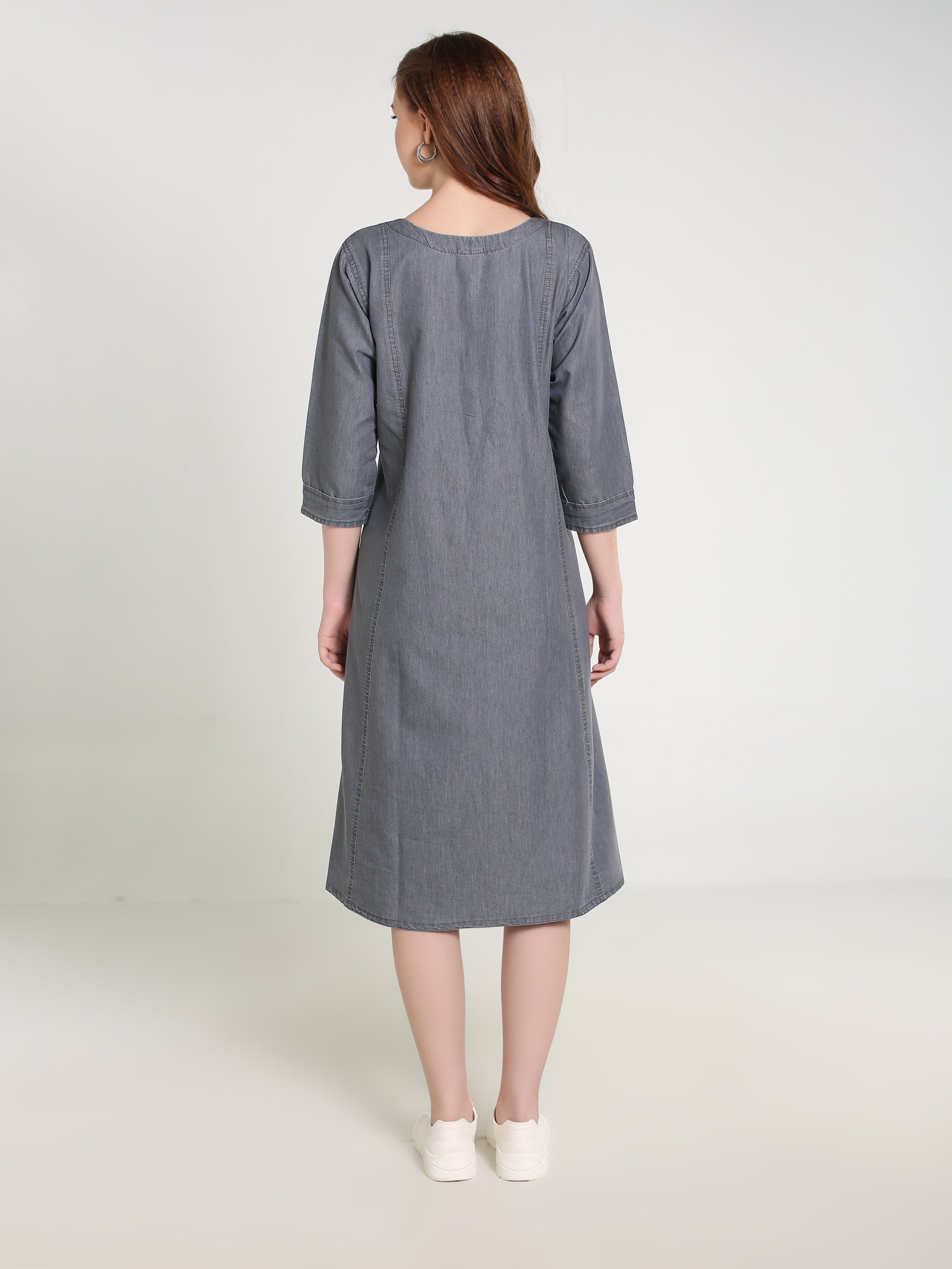 Denim Embroidered Dress