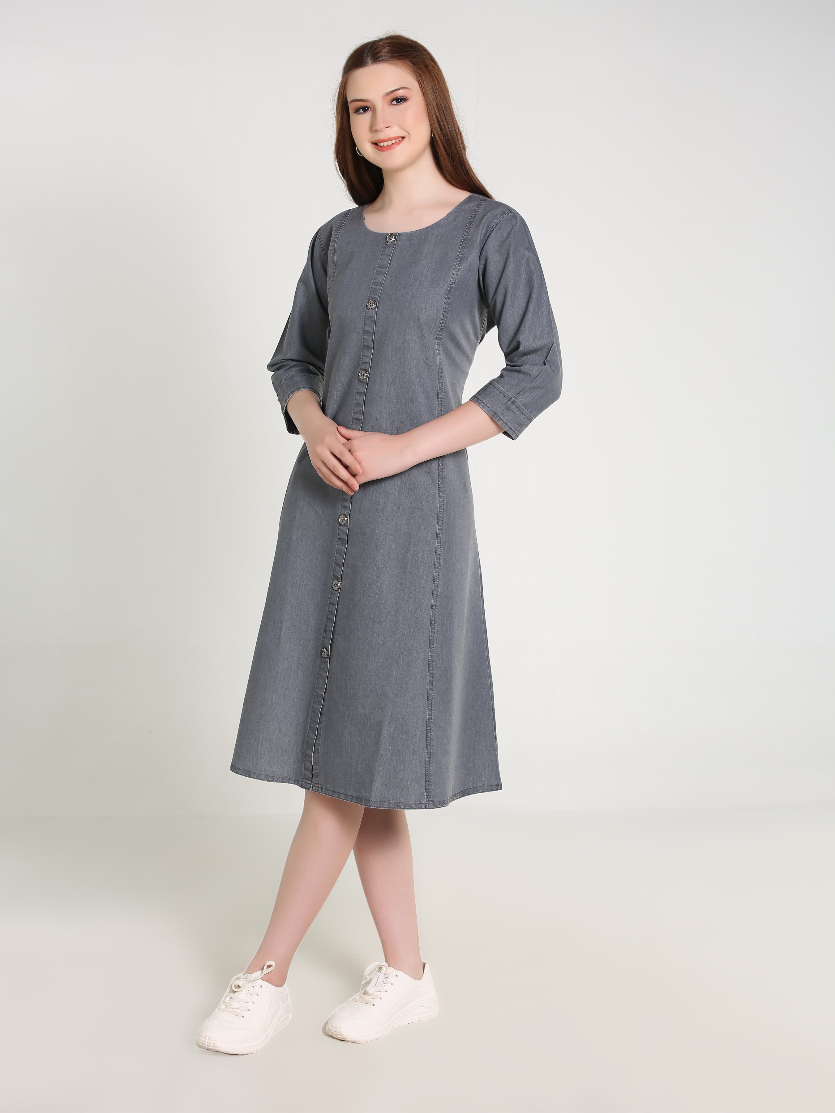 Denim Embroidered Dress