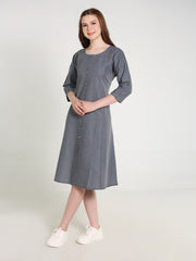 Denim Embroidered Dress