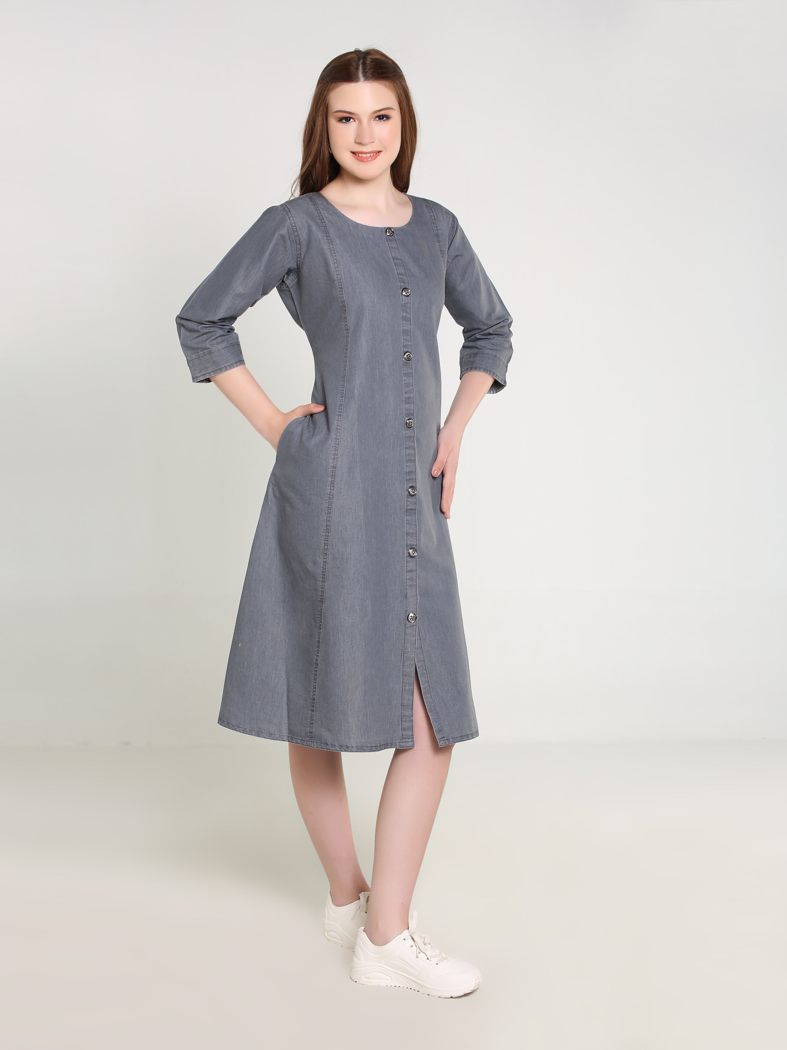 Denim Embroidered Dress