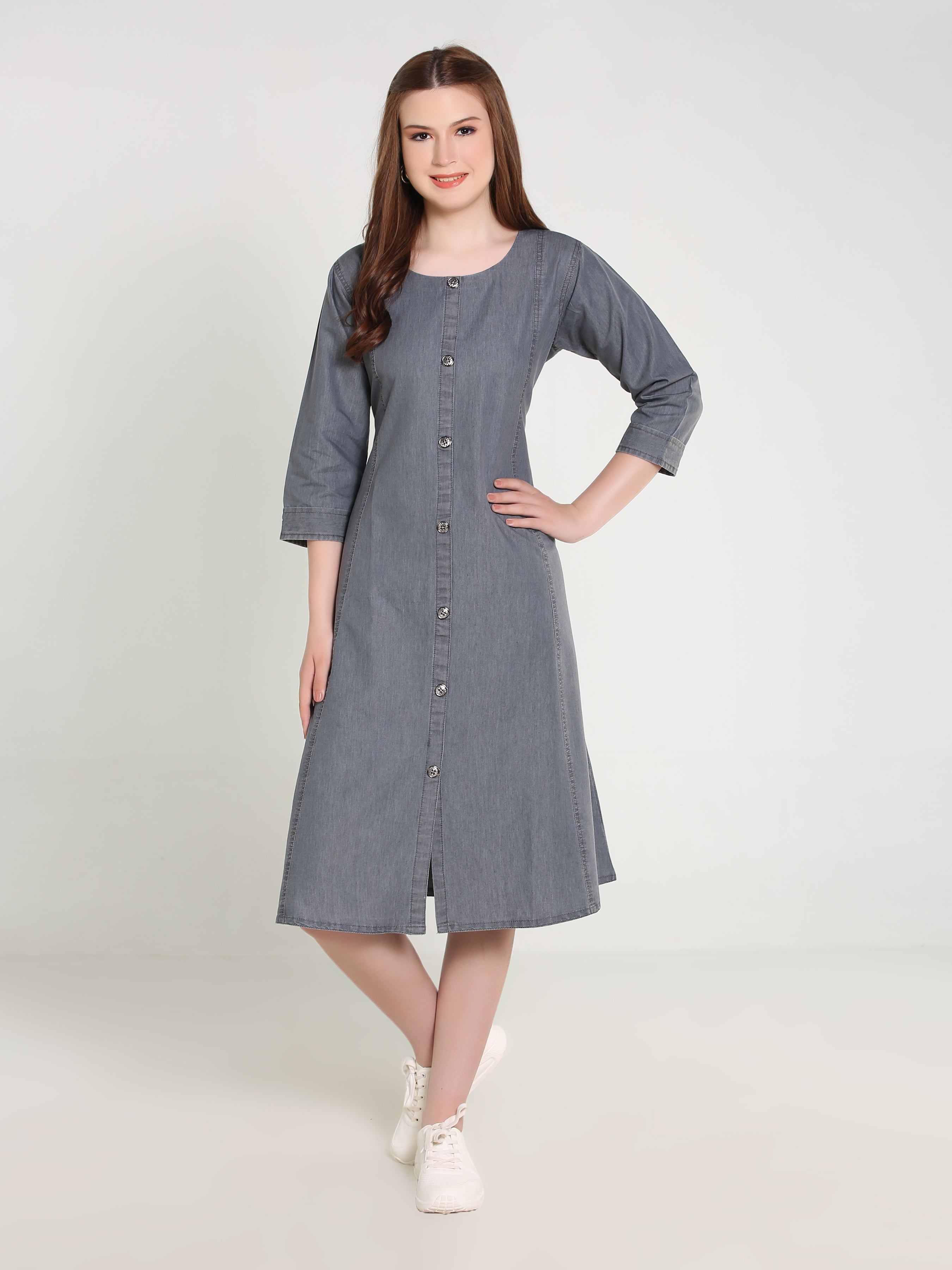 Denim Embroidered Dress