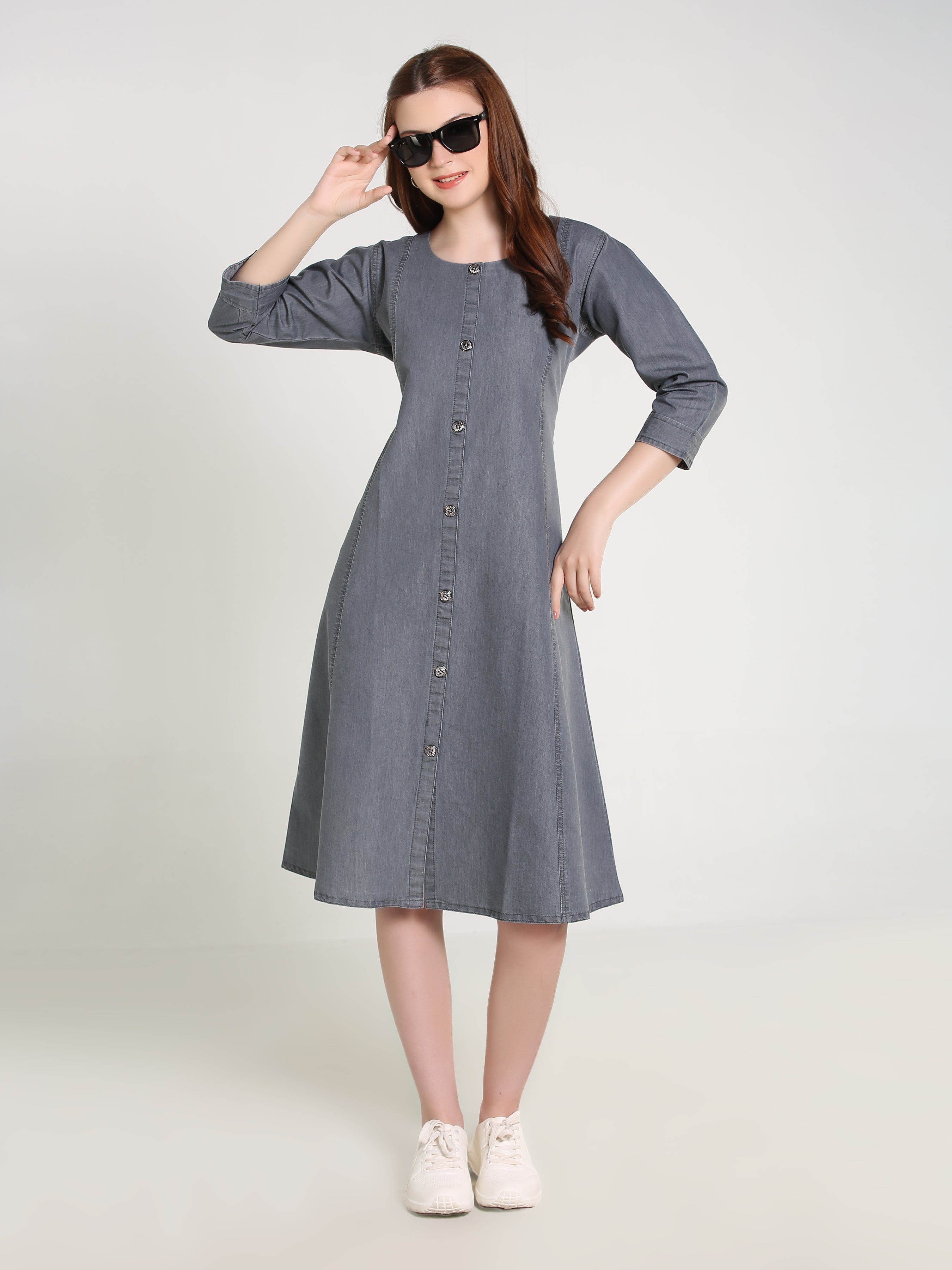 Denim Embroidered Dress