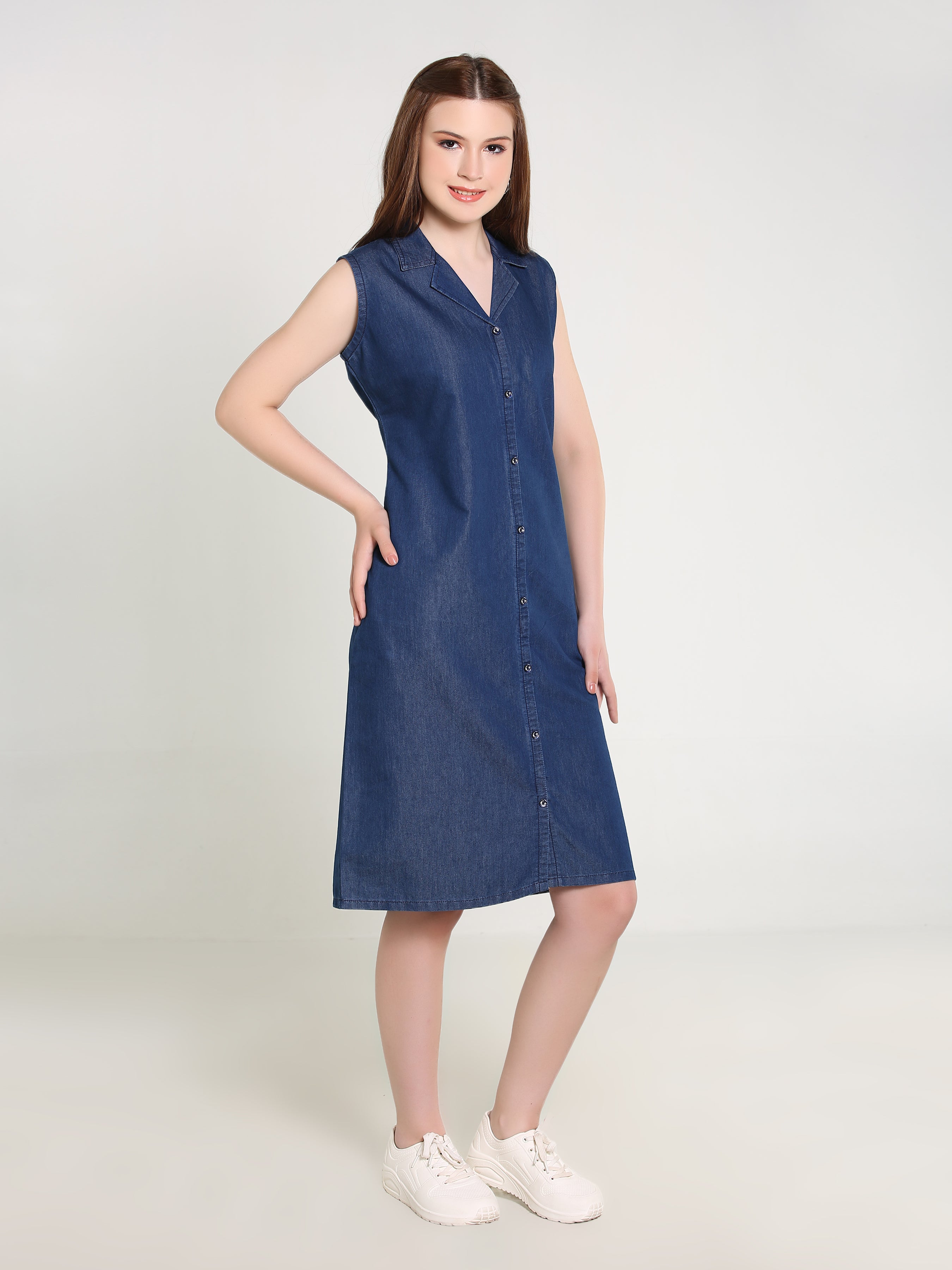 Denim Embroidered Dress