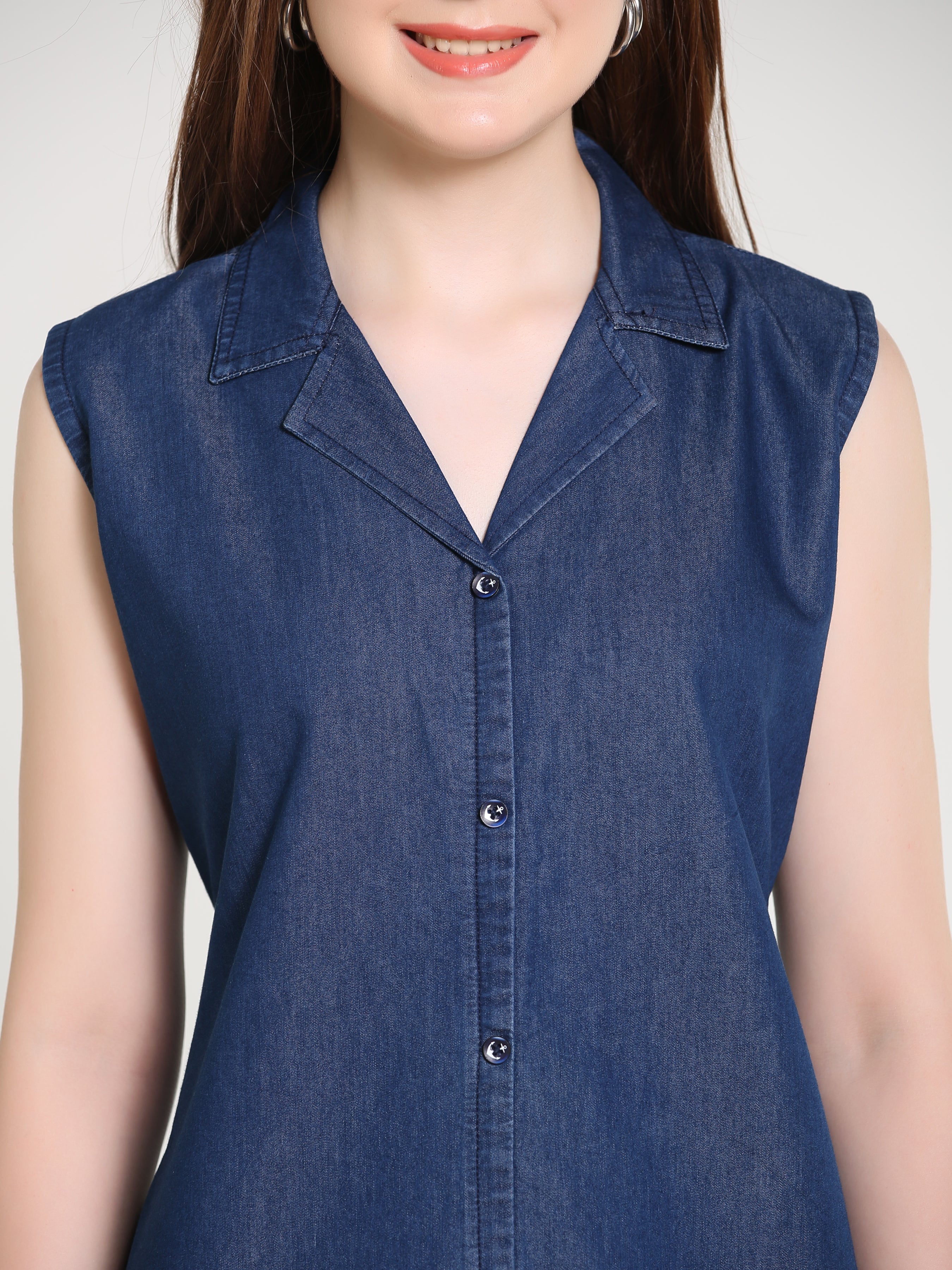 Denim Embroidered Dress