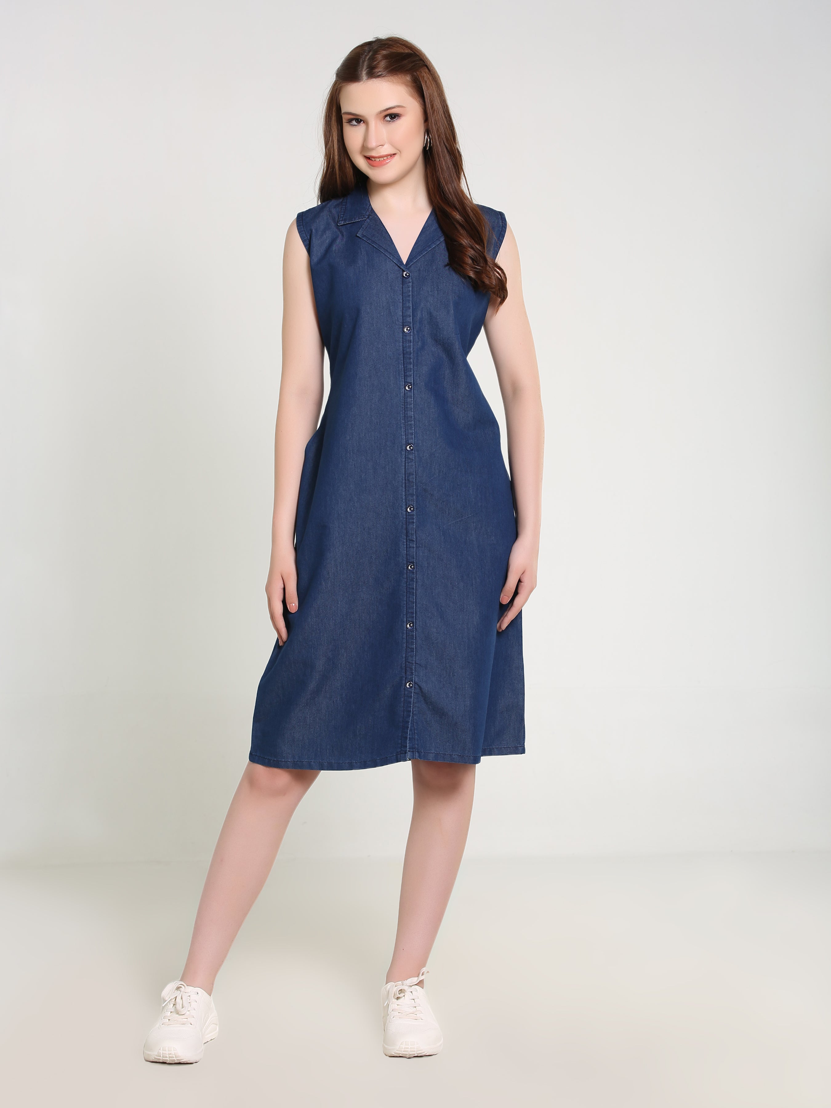 Denim Embroidered Dress