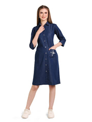 Denim Embroidered Dress