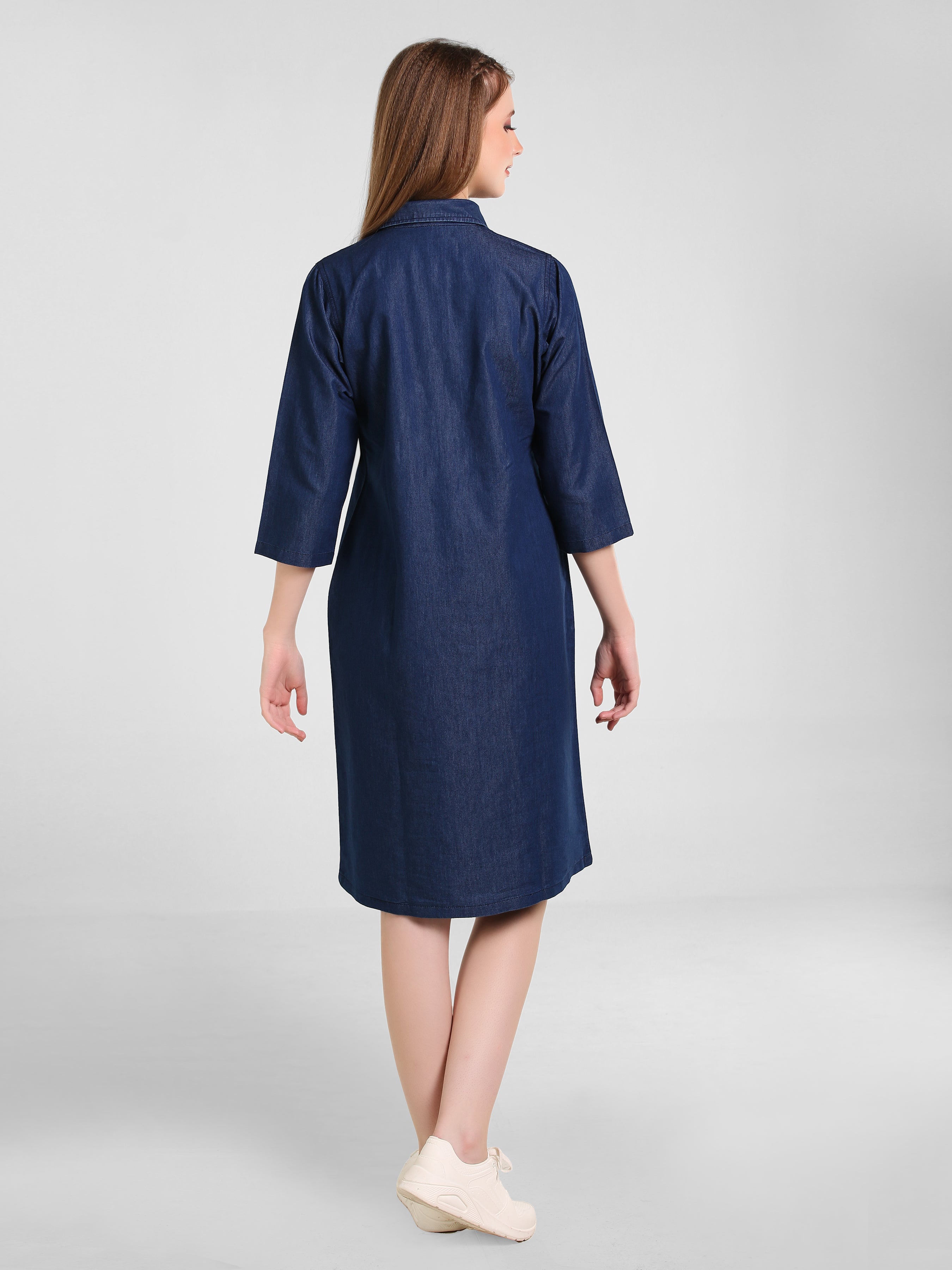 Denim Butta Pocket Embroidered One-Piece Dress