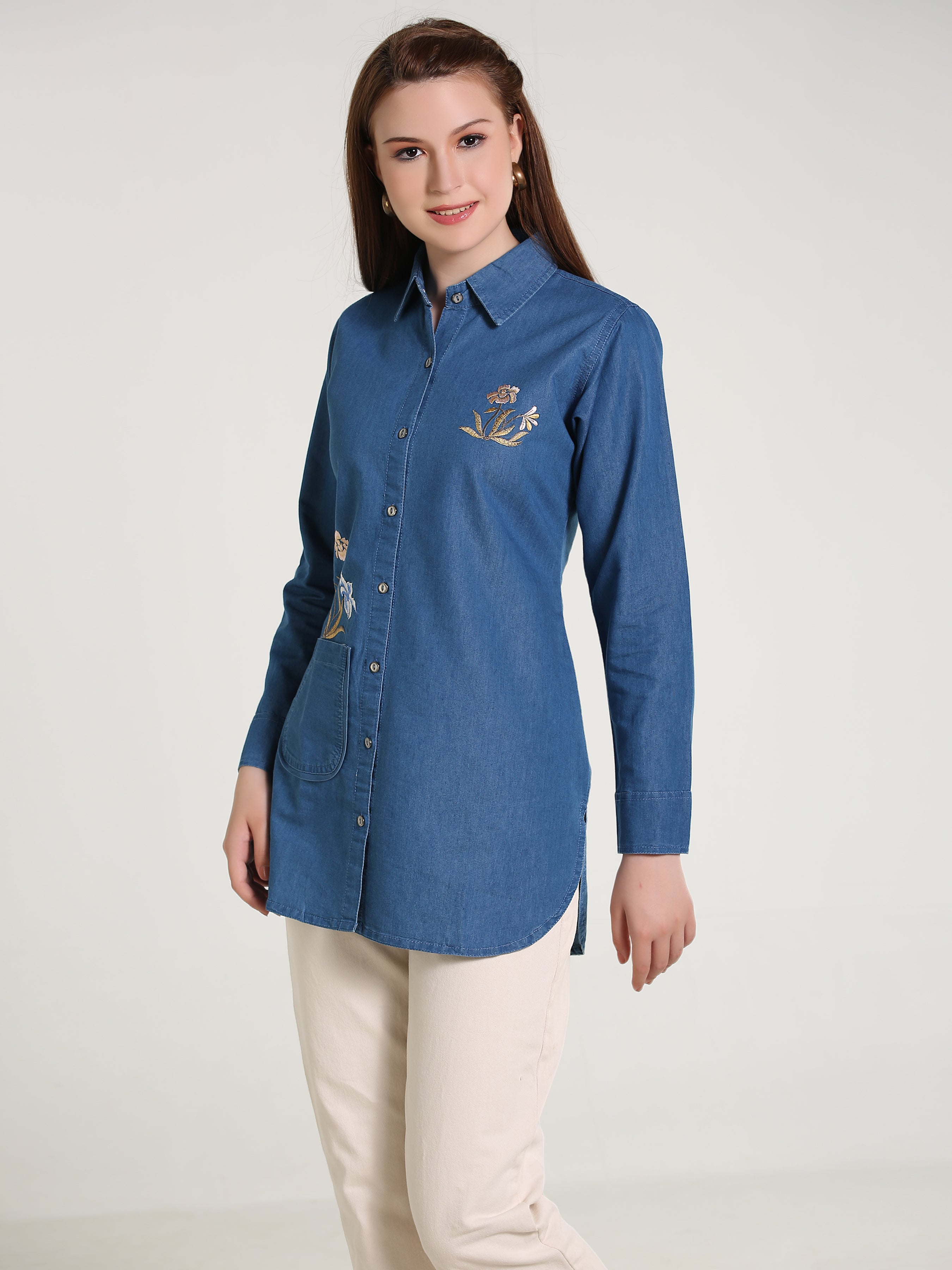 Denim Butta Embroidered Shirt