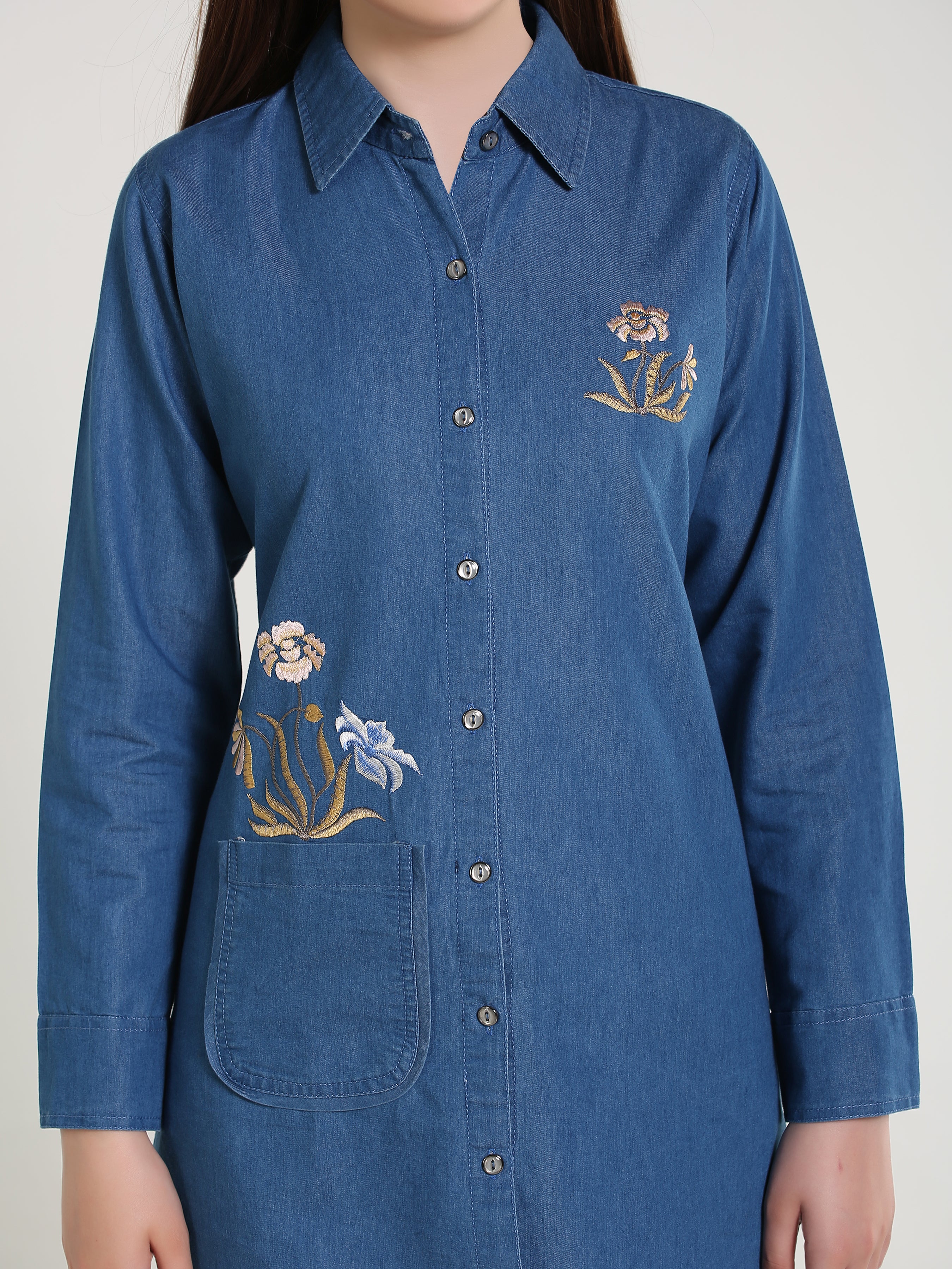 Denim Butta Embroidered Shirt