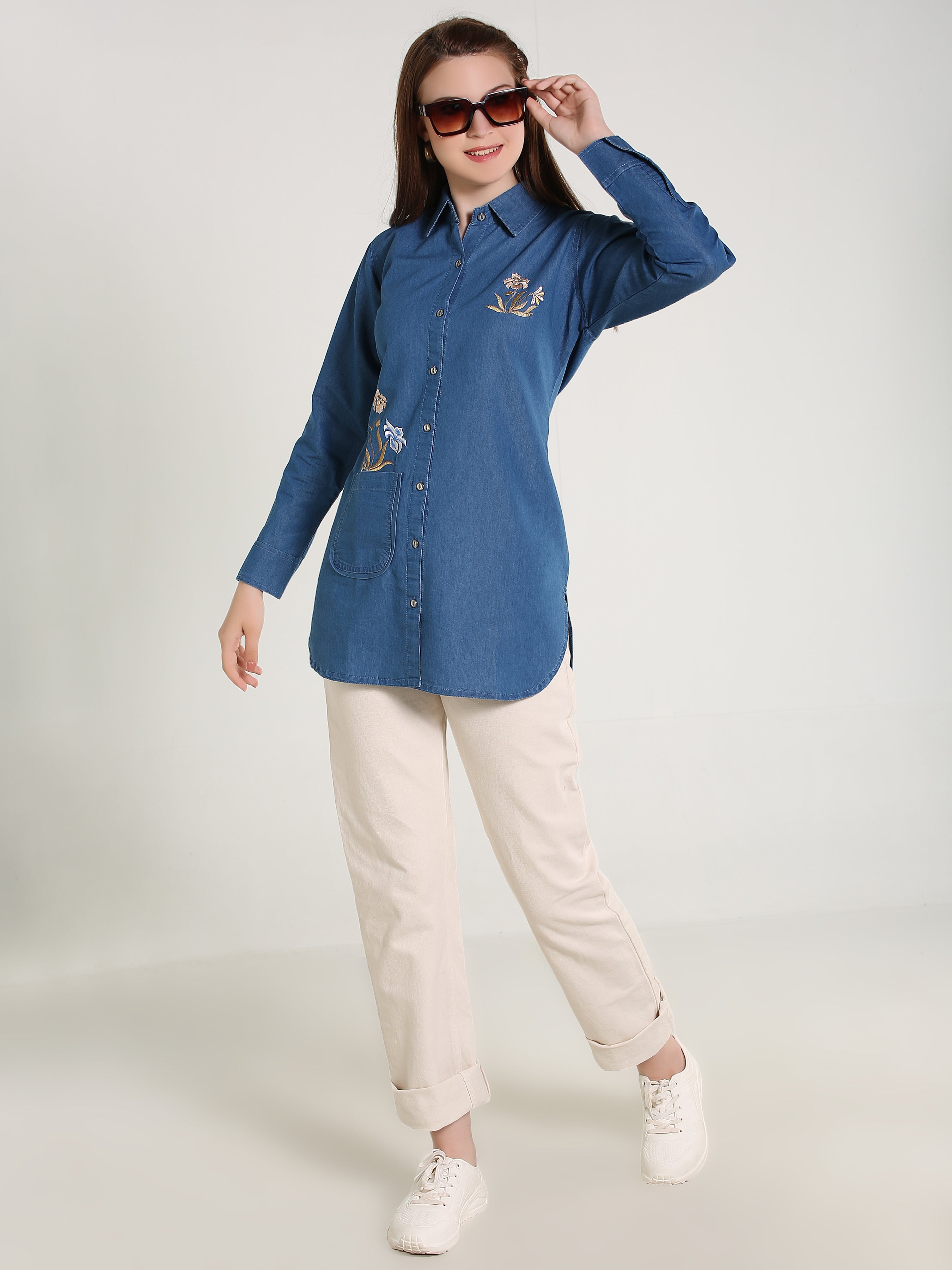 Denim Butta Embroidered Shirt