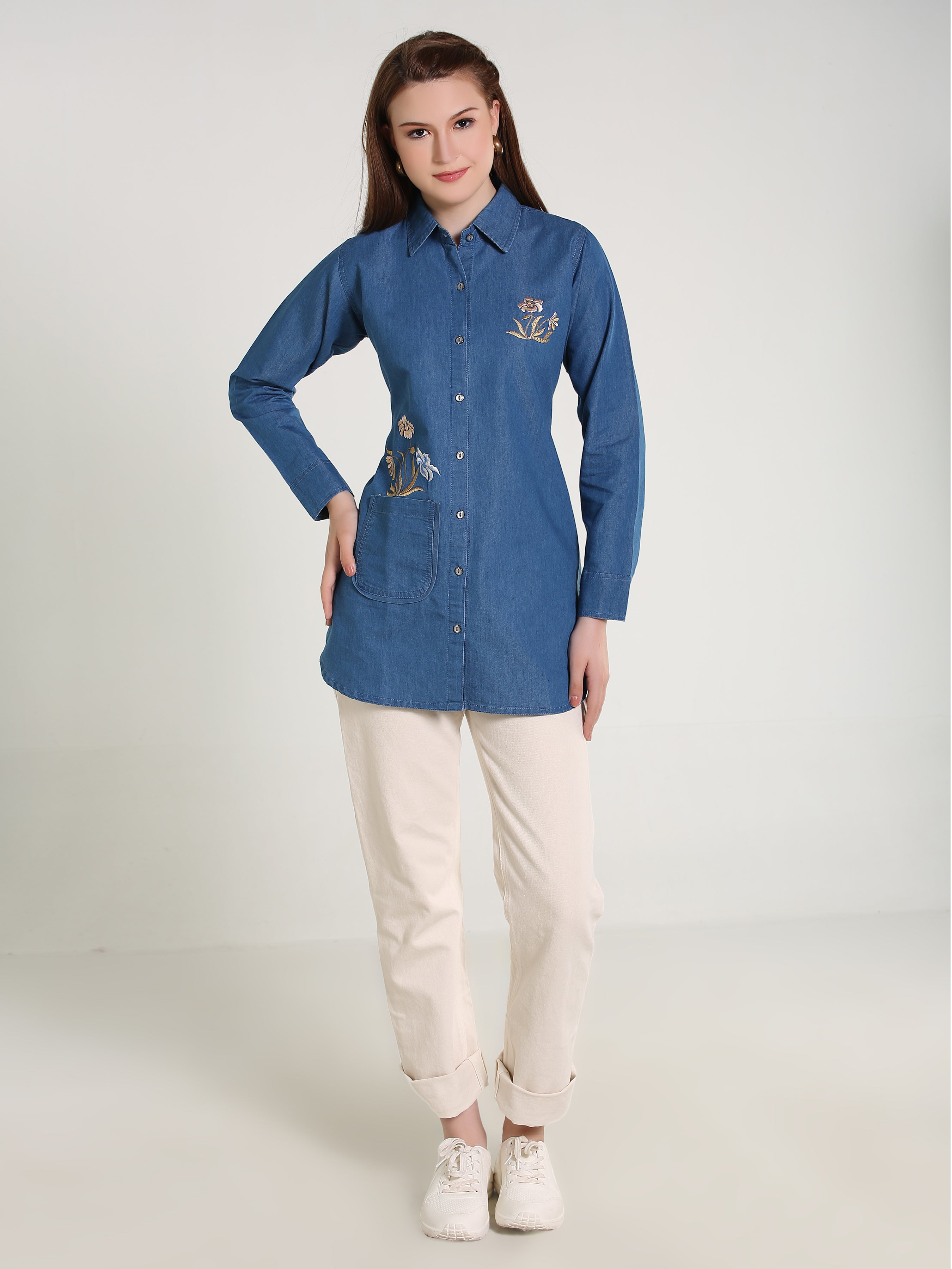 Denim Butta Embroidered Shirt