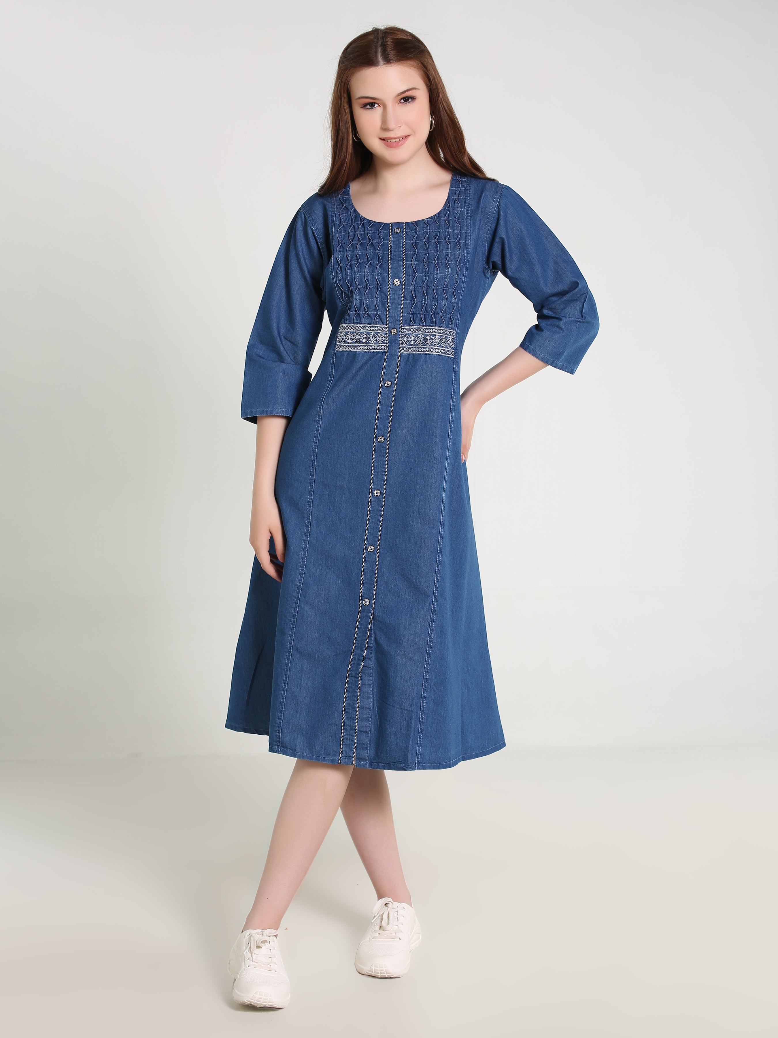 Denim Emb Kurta Patti Pintux Tabla Dress