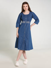 Denim Emb Kurta Patti Pintux Tabla Dress