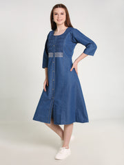 Denim Emb Kurta Patti Pintux Tabla Dress