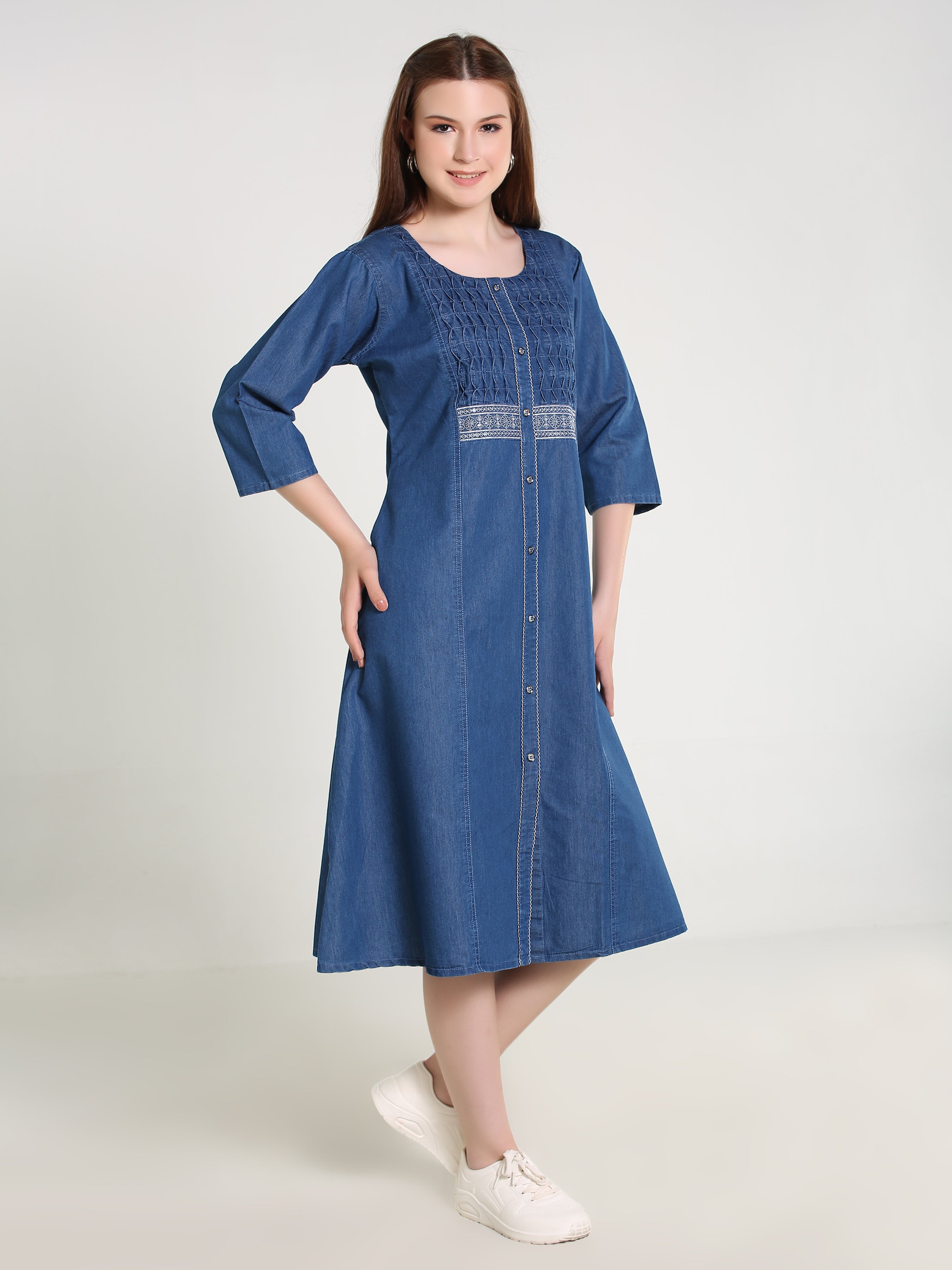 Denim Emb Kurta Patti Pintux Tabla Dress