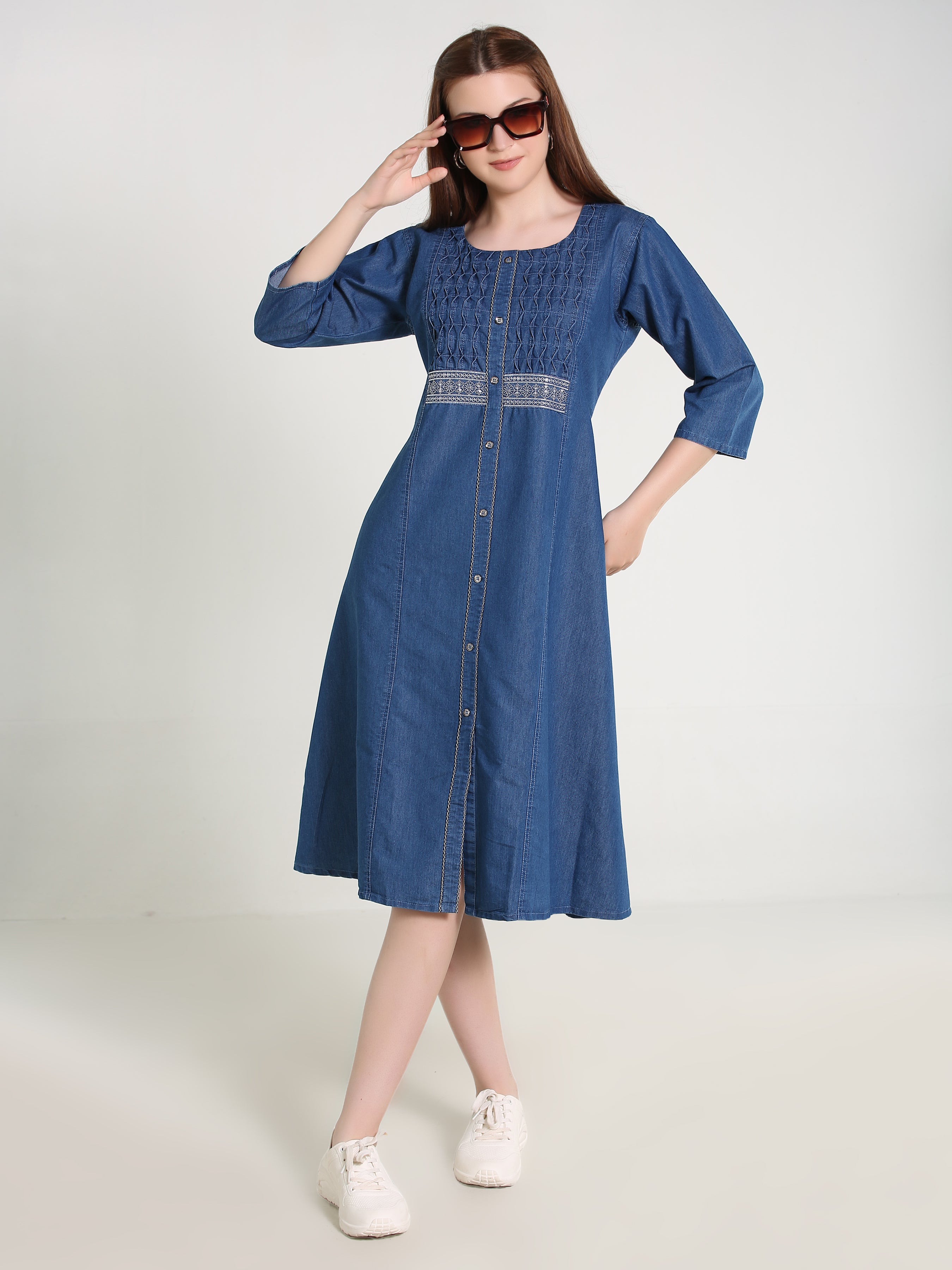 Denim Emb Kurta Patti Pintux Tabla Dress