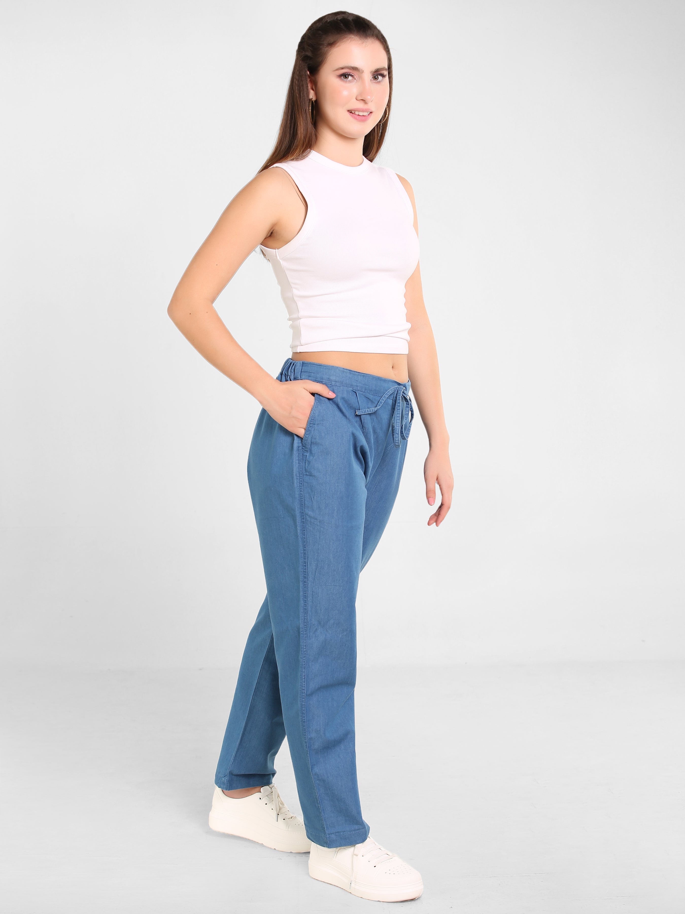 Denim Solid Pant