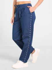 Denim Star Embroiderd Lace Pant