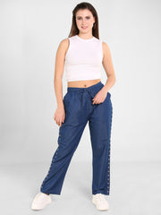 Denim Star Embroiderd Lace Pant