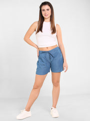 Denim Star Embroiderd Lace Shorts