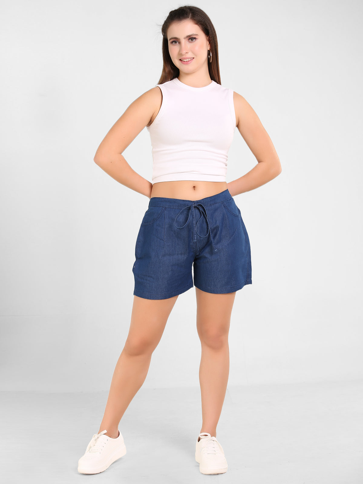 Denim Solid Shorts