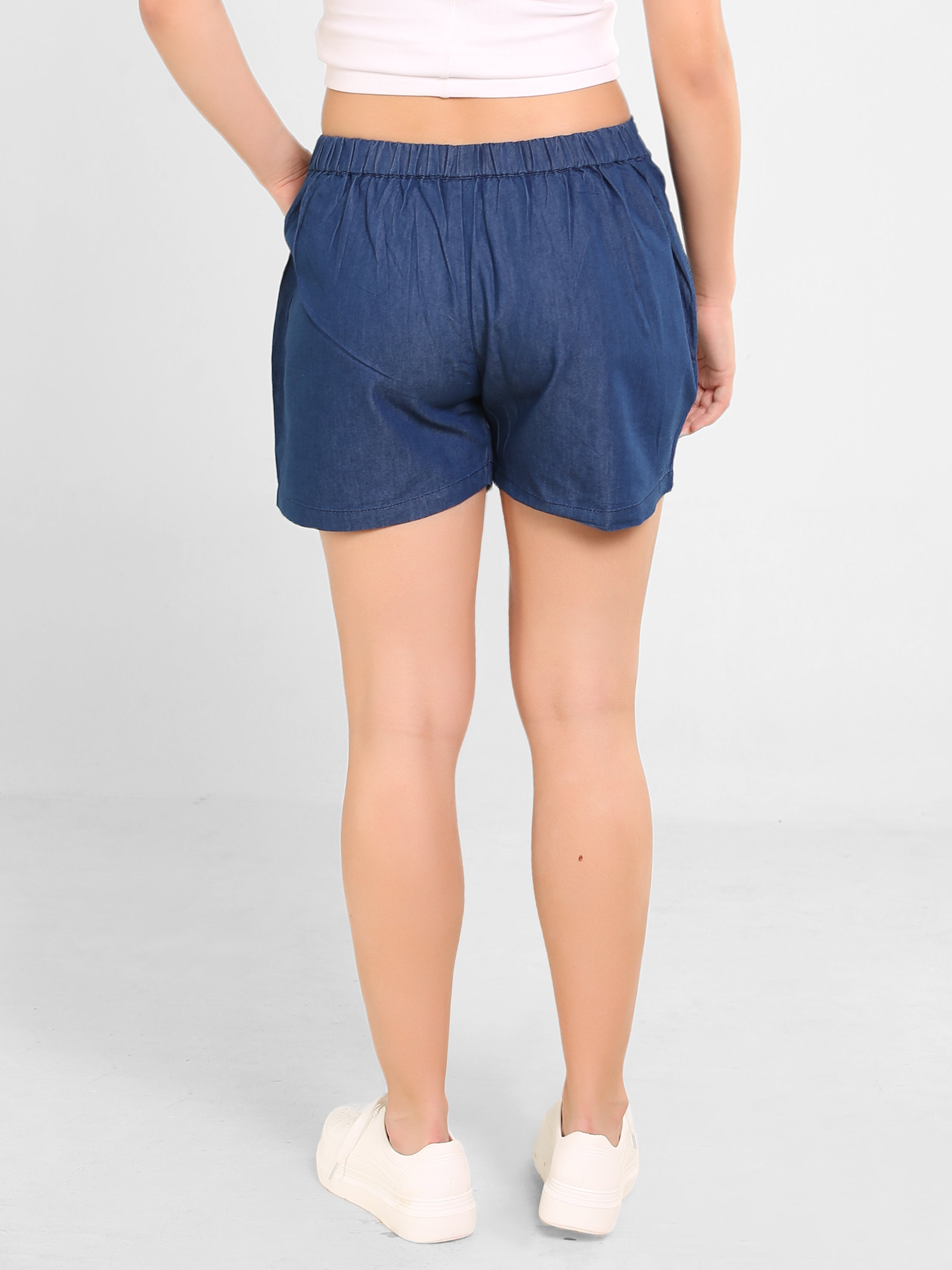 Denim Solid Shorts