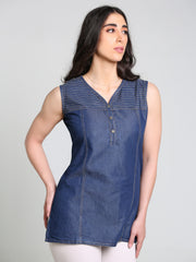 Denim DMC stich SL Round V Neck Kurti