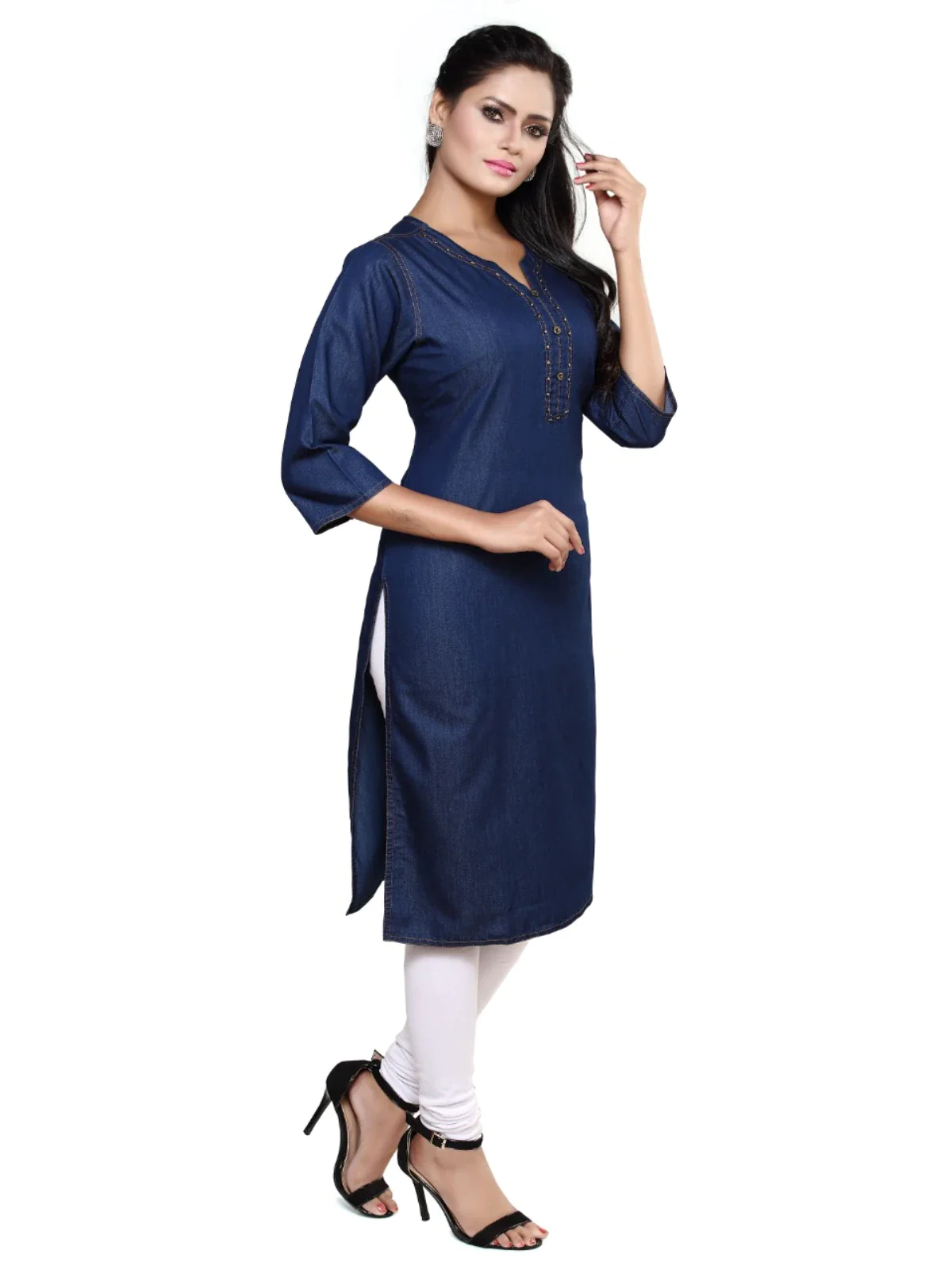 Blue Denim Straight Kurta