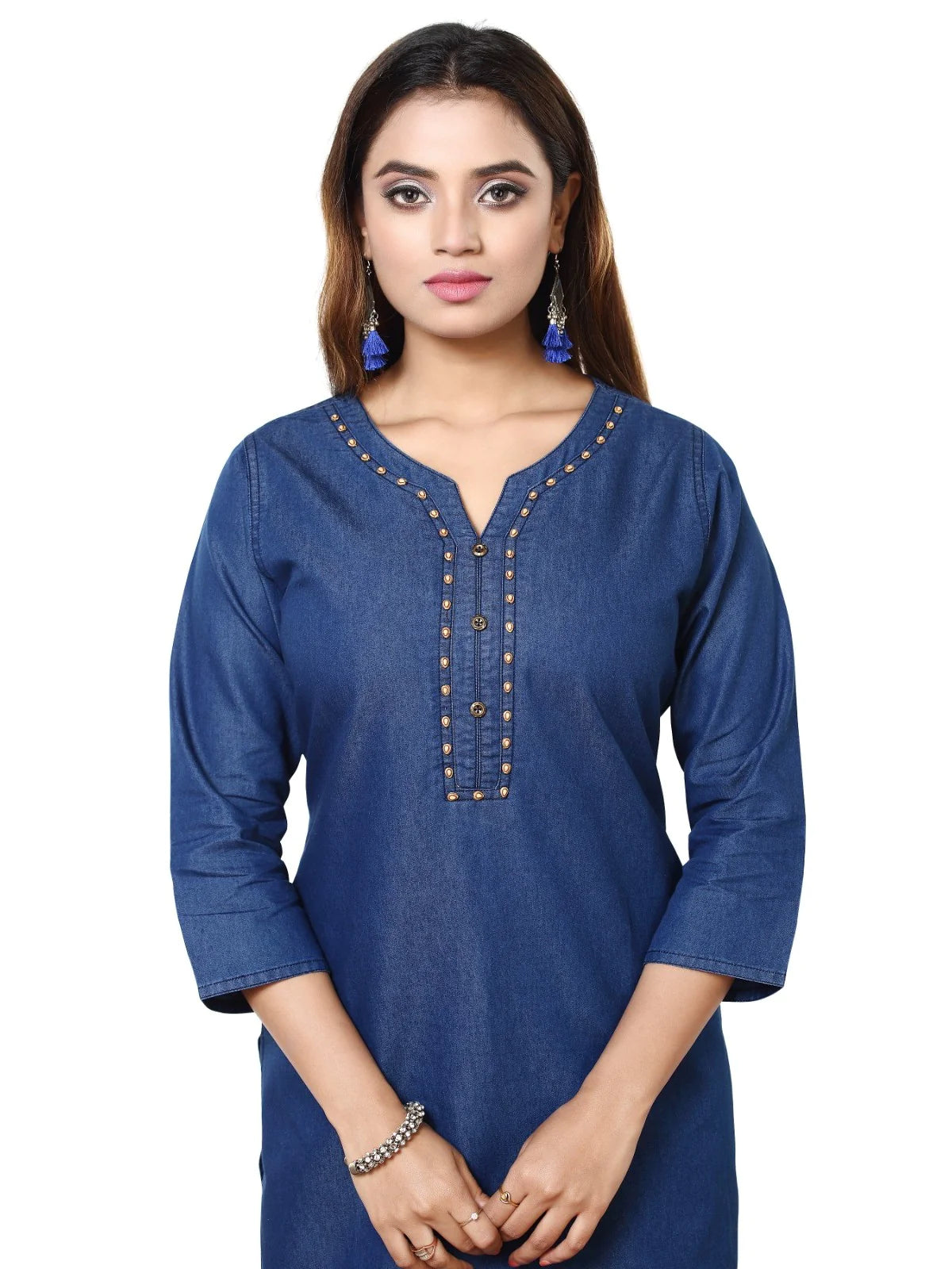 Light Blue Denim Straight Kurta